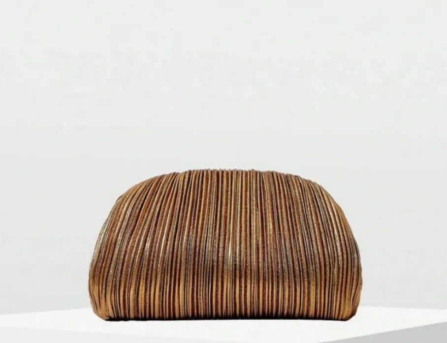 Elegant bronze pleated clutch