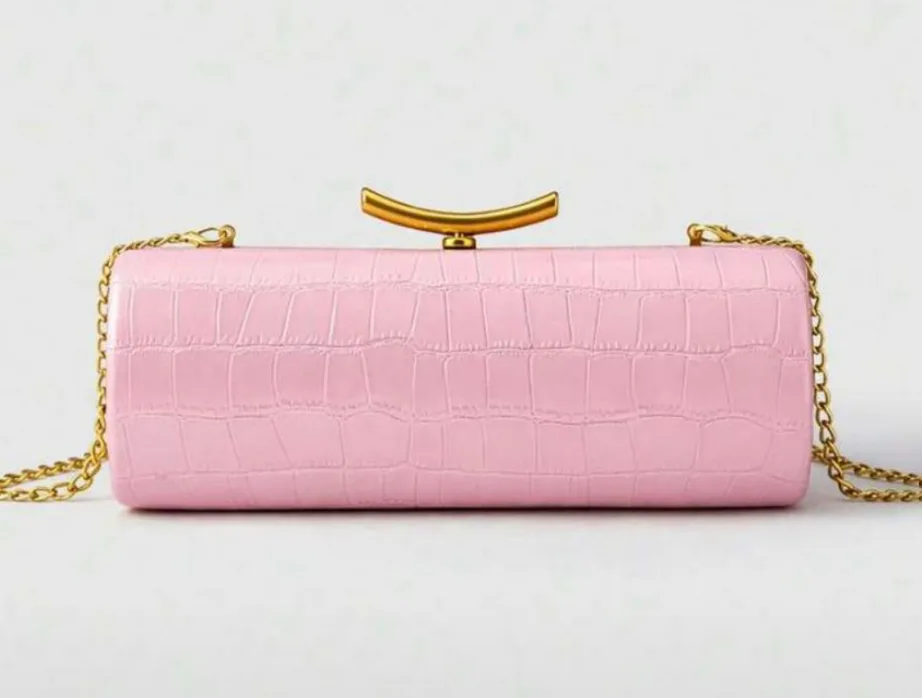 Elegant pink metal clasp clutch