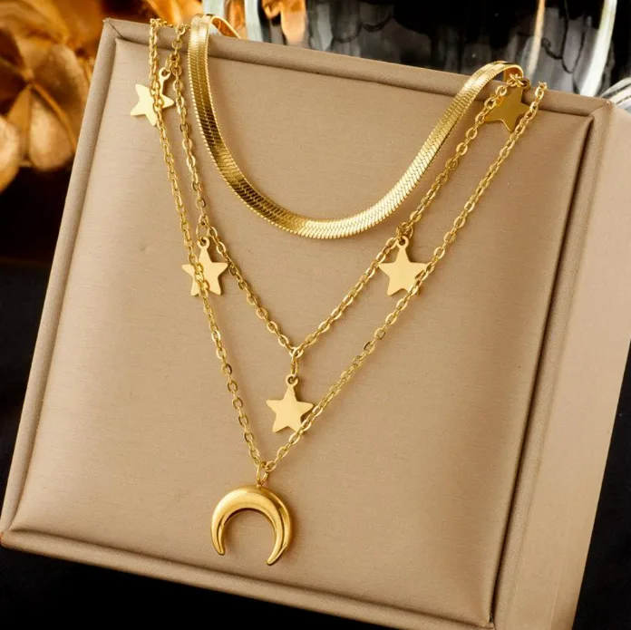 Necklace - Stainless steel Star&moon